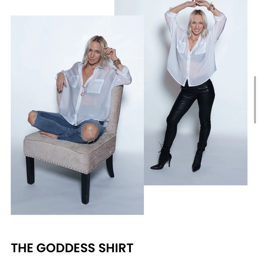 The Goddess white blouse Shirt- Katia Designs- Viscose sheer